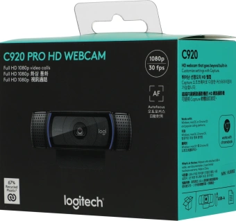 Камера Web Logitech HD Pro C920 черный 2Mpix (1920x1080) USB2.0 с микрофоном (960-001062) - купить недорого с доставкой в интернет-магазине