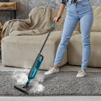 Швабра паровая Kitfort КТ-1078 1350Вт черный/бирюзовый - купить недорого с доставкой в интернет-магазине