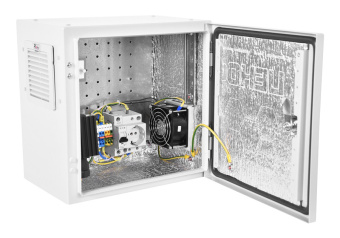 Шкаф монтажный ЦМО Эконом (ШТВ-НЭ-5.5.3-3ВВА-Т1) настенный 500x300мм пер.дв.стал.лист задн.дв.спл.стал.лист несъемн.бок.пан. серый 270мм 19кг 500мм IP54 уличный всепогодный с вентилятором с нагревателем с силовыми розетками укомплектованный 100Вт - купить недорого с доставкой в интернет-магазине