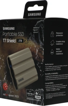 Накопитель SSD Samsung Original USB-C 2TB MU-PE2T0K/WW Shield T7 1.8" бежевый - цена, купить или заказать с доставкой в интернет-магазине Накопитель SSD Samsung Original USB-C 2TB MU-PE2T0K/WW Shield T7 1.8" бежевый - купить недорого с доставкой в интернет-магазине