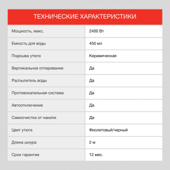 Утюг Starwind SIR7927 2400Вт фиолетовый/черный - купить недорого с доставкой в интернет-магазине