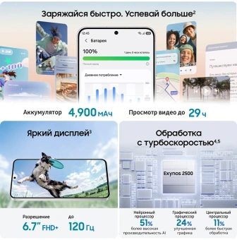 Смартфон Samsung SM-S741B Galaxy S26 FE 256Gb 8Gb зеленый моноблок 3G 4G 2Sim 6.7" 1080x2340 Android 17 50Mpix 802.11 a/b/g/n/ac/ax NFC GPS Protect - купить недорого с доставкой в интернет-магазине