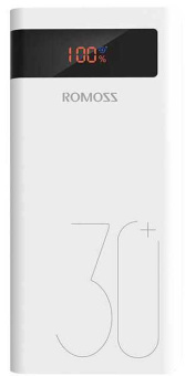 Мобильный аккумулятор Romoss Sense 8P+ 30000mAh QC3.0 18W 3A 2xUSB-A/USB-C белый - купить недорого с доставкой в интернет-магазине