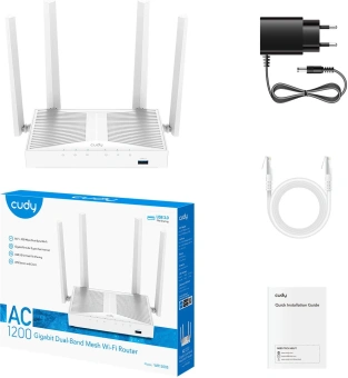 Роутер беспроводной Cudy WR1300S AC1200 10/100/1000BASE-TX белый - купить недорого с доставкой в интернет-магазине