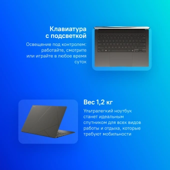 Ноутбук Asus Zenbook S 14 OLED UX5406SA-PV055W Core Ultra 7 258V 32Gb SSD1Tb Intel Arc 140V 14" OLED 3K (2880x1800) Windows 11 Home grey WiFi BT Cam Bag (90NB14F1-M002C0) - купить недорого с доставкой в интернет-магазине