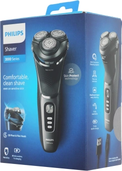 Бритва роторная Philips S3343/13 реж.эл.:3 питан.:аккум. черный - купить недорого с доставкой в интернет-магазине