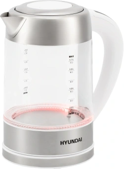 Чайник электрический Hyundai HYK-S5807 1.7л. 2200Вт белый/серебристый корпус: стекло/металл - купить недорого с доставкой в интернет-магазине