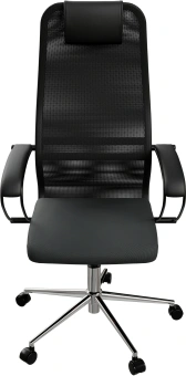 Кресло Метта SU-B-8 черный сиденье черный сетка/ткань с подголов. крестов. металл хром - купить недорого с доставкой в интернет-магазине