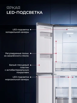 Холодильник Lex LCD432GrID 3-хкамерн. серый инвертер - купить недорого с доставкой в интернет-магазине
