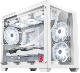 Корпус Bloody BD-CC108 белый без БП mATX 9x120mm 2xUSB3.0 audio bott PSU - купить недорого с доставкой в интернет-магазине