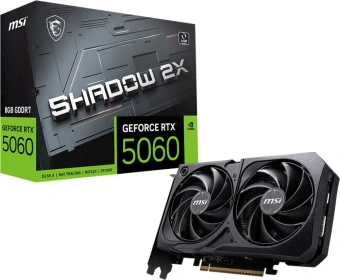 Видеокарта MSI PCI-E 5.0 RTX 5060 8G SHADOW 2X NVIDIA GeForce RTX 5060 8Gb 128bit GDDR7 2497/28000 HDMIx1 DPx3 HDCP Ret - купить недорого с доставкой в интернет-магазине
