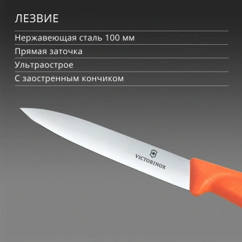 Нож кухонный Victorinox Swiss Classic (6.7709.C1) для овощей лезв.100мм прямая заточка оранжевый - купить недорого с доставкой в интернет-магазине
