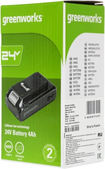 Батарея аккумуляторная Greenworks G24B4+ 24В 4Ач Li-Ion (2940407) - купить недорого с доставкой в интернет-магазине