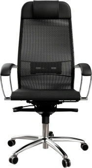 Кресло Метта Samurai S-1 черный сиденье черный сетка с подголов. крестов. металл хром - купить недорого с доставкой в интернет-магазине