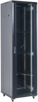 Шкаф коммутационный Rexant (04-2266-212) напольный 22U 600x600мм пер.дв.стекл 2 бок.пан. металл направл.под винты 800кг черный 230град. IP20 сталь - купить недорого с доставкой в интернет-магазине