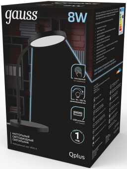 Светильник Gauss GTL503 (GT5032) настольный на подставке черный 8Вт - купить недорого с доставкой в интернет-магазине