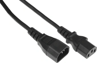 Шнур питания Hyperline PWC-IEC13-IEC14-1.0-BK C13-С14 проводник.:3x0.75мм2 1м 230В 10А (упак.:1шт) черный - купить недорого с доставкой в интернет-магазине