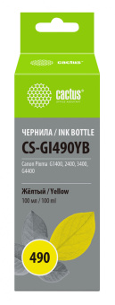 Чернила Cactus CS-GI490YB GI-490 желтый 100мл для Canon Pixma G1400/G2400/G3400 - купить недорого с доставкой в интернет-магазине
