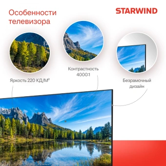 Телевизор LED Starwind 43" SW-LED43SG300 Яндекс.ТВ Frameless черный FULL HD 60Hz DVB-T DVB-T2 DVB-C DVB-S DVB-S2 USB WiFi Smart TV - купить недорого с доставкой в интернет-магазине