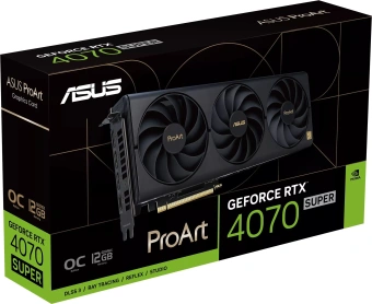 Видеокарта Asus PCI-E 4.0 PROART-RTX4070S-O12G NVIDIA GeForce RTX 4070 Super 12Gb 192bit GDDR6X 2535/21000 HDMIx1 DPx3 HDCP Ret - купить недорого с доставкой в интернет-магазине