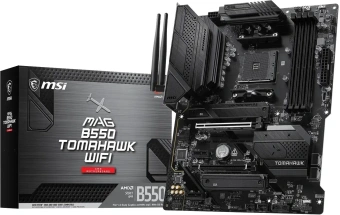 Материнская плата MSI MAG B550 TOMAHAWK WIFI Soc-AM4 AMD B550 4xDDR4 ATX AC`97 8ch(7.1) 1 x 2.5Gigabit + Gigabit Ethernet RAID+HDMI+DP - купить недорого с доставкой в интернет-магазине