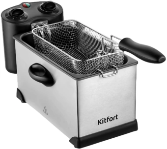 Фритюрница Kitfort КТ-4052 2000Вт серебристый/черный - купить недорого с доставкой в интернет-магазине