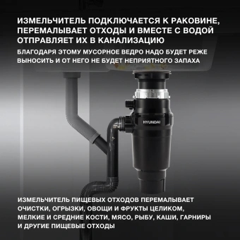 Измельчитель Hyundai HFWD 10390 390Вт черный/черный - купить недорого с доставкой в интернет-магазине