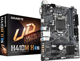 Материнская плата Gigabyte H410M H Soc-1200 Intel H410 2xDDR4 mATX AC`97 8ch(7.1) GbLAN+VGA+HDMI - купить недорого с доставкой в интернет-магазине