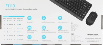 Клавиатура + мышь A4Tech Fstyler F1110 клав:черный/серый мышь:черный/серый USB Multimedia (F1110 GREY) - купить недорого с доставкой в интернет-магазине