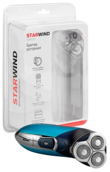 Бритва роторная Starwind SSH 1525 реж.эл.:3 питан.:аккум. голубой/черный - купить недорого с доставкой в интернет-магазине