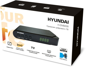 Ресивер DVB-T2 Hyundai H-DVB200 черный - купить недорого с доставкой в интернет-магазине