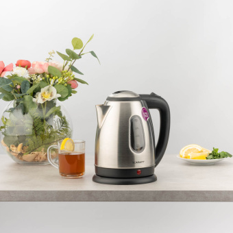 Чайник электрический Scarlett SC-EK21S88 1.8л. 2200Вт черный/серебристый корпус: металл - купить недорого с доставкой в интернет-магазине