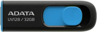 Флеш Диск A-Data 32GB DashDrive UV128 AUV128-32G-RBE USB3.0 черный/синий - купить недорого с доставкой в интернет-магазине