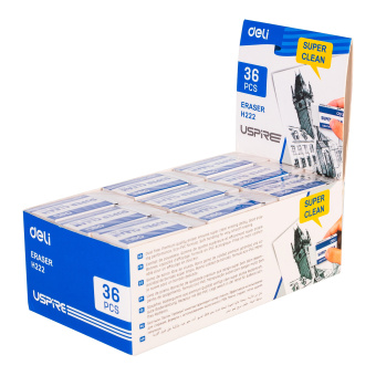 Ластик Deli EH222 Uspire прямоугольный 45х22.5х10.5мм белый индивидуальная картонная упаковка - купить недорого с доставкой в интернет-магазине
