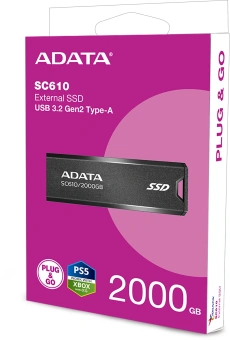 Накопитель SSD A-Data USB3.1 2TB SC610-2000G-CBK/RD SC610 черный - купить недорого с доставкой в интернет-магазине