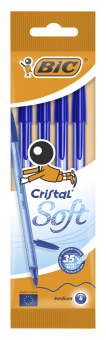 Набор ручек шариков. Bic Cristal Soft (918527) прозрачный d=0.35мм син. черн. пакет (4шт) - купить недорого с доставкой в интернет-магазине