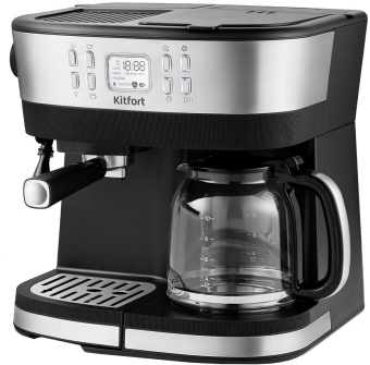Кофеварка рожковая Kitfort КТ-771 2015Вт нержавеющая сталь/черный - купить недорого с доставкой в интернет-магазине