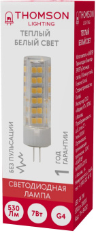 Лампа светодиодная Thomson TH-B4232 7Вт цок.:G4 капсул. 220B 3000K св.свеч.бел.теп. (упак.:1шт) - купить недорого с доставкой в интернет-магазине
