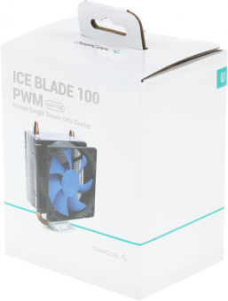 Устройство охлаждения(кулер) Deepcool Ice Blade 100 PWM Soc-AM5/AM4/1200/1700/1851 черный/синий 4-pin 15-29dB Al+Cu 100W 309gr Ret (DP-MCH1D8-IB100PWM) - купить недорого с доставкой в интернет-магазине