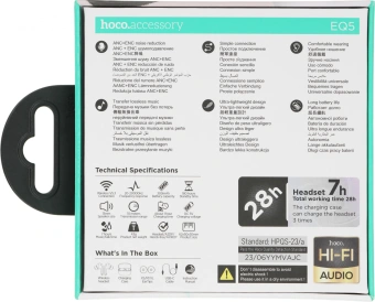 Гарнитура вкладыши Hoco Energy EQ5 черный беспроводные bluetooth в ушной раковине - купить недорого с доставкой в интернет-магазине