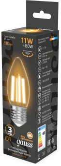 Лампа филам. Gauss Filament 11Вт цок.:E27 свеча 220B св.свеч.бел.теп. (упак.:10шт) (103802111) - купить недорого с доставкой в интернет-магазине