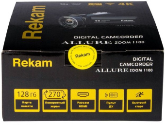 Видеокамера Rekam Allure zoom 1100 черный 10x 3" Touch LCD 4K 125Mb SD+SDHC Flash/Flash - купить недорого с доставкой в интернет-магазине