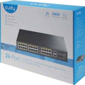 Коммутатор Cudy FS1026PS1 (L2) 24x100Мбит/с 2x1Гбит/с 1SFP 24PoE 24PoE+ 300W неуправляемый - купить недорого с доставкой в интернет-магазине