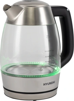 Чайник электрический Hyundai HYK-G9408 1.9л. 2200Вт черный/серебристый корпус: стекло - купить недорого с доставкой в интернет-магазине