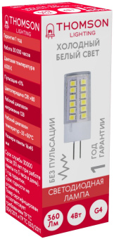 Лампа светодиодная Thomson TH-B4227 4Вт цок.:G4 капсул. 12B св.свеч.бел.хол. (упак.:1шт) - купить недорого с доставкой в интернет-магазине