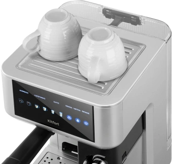 Кофеварка рожковая Kitfort КТ-7545 1350Вт серебристый/черный - купить недорого с доставкой в интернет-магазине