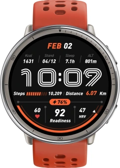 Смарт-часы Amazfit Active 2R A2437 Premium 43.9мм 1.32" AMOLED корп.серебристый рем.черный разм.брасл.:150-210мм (1746931) - купить недорого с доставкой в интернет-магазине