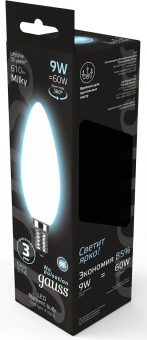 Лампа светодиодная Gauss Filament 103201209 9Вт цок.:E14 свеча 220B св.свеч.бел.нейт. (упак.:10шт) - купить недорого с доставкой в интернет-магазине