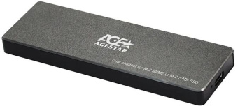 Внешний корпус SSD AgeStar 31UBVS6C NVMe/SATA USB3.0 алюминий черный M2 2280 B/M-key - купить недорого с доставкой в интернет-магазине