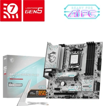Материнская плата MSI B850M GAMING PLUS WIFI SocketAM5 AMD B850 4xDDR5 mATX AC`97 8ch(7.1) 5Gigabit RAID+HDMI+DP - купить недорого с доставкой в интернет-магазине